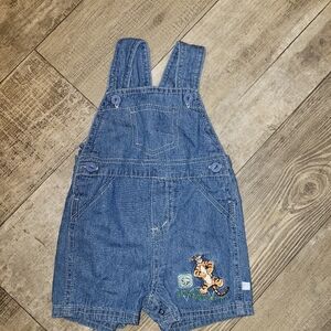 Disney Blue Denim Baby Overalls with Embroidered Tigger Character Baby 3-6mos